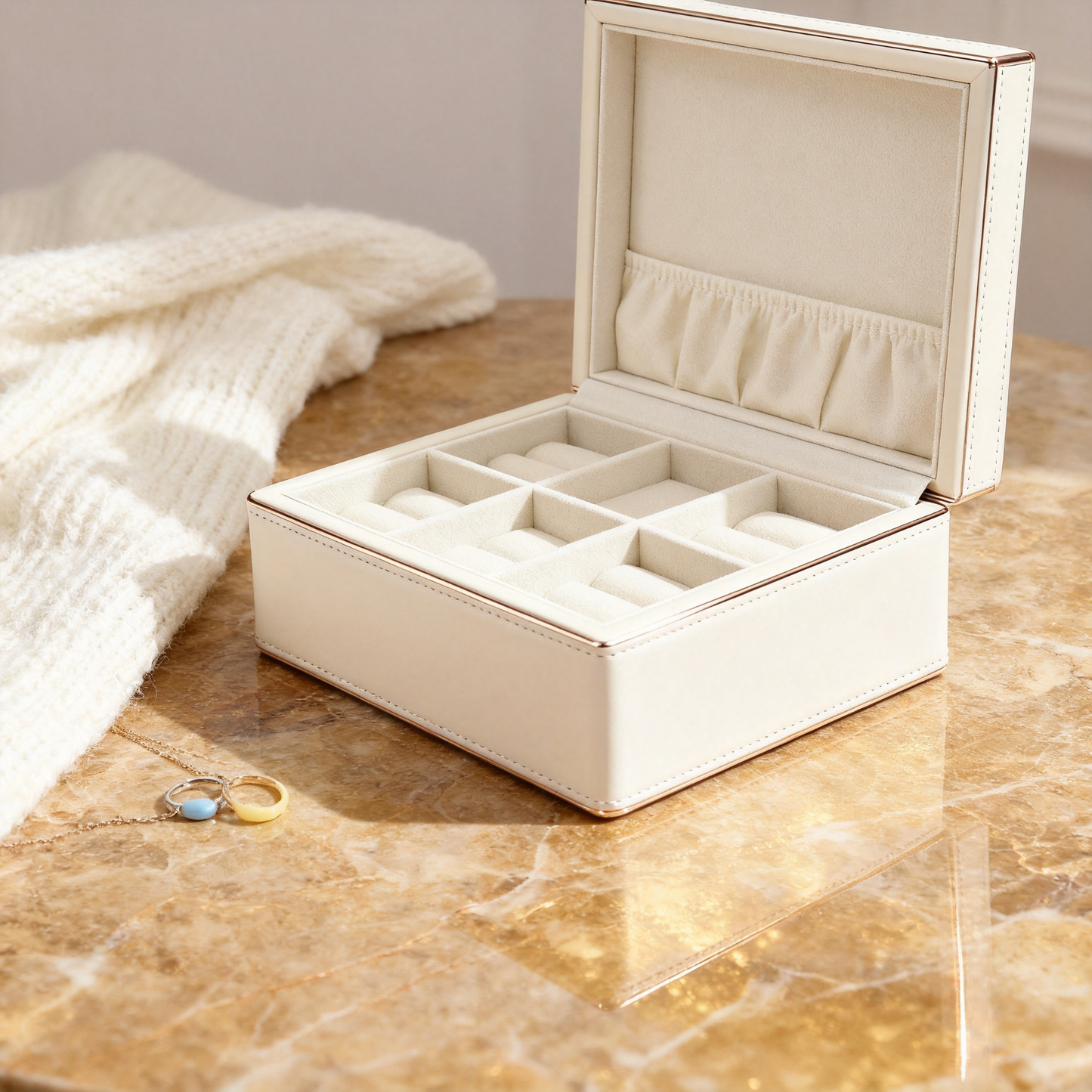 ✨ Cream Jewelry Storage Case — A Beautiful Home For Your Favorite Pieces, Designed To Protect Precious Accessories And Turn Everyday Styling Into An Elegant Personal Ritual