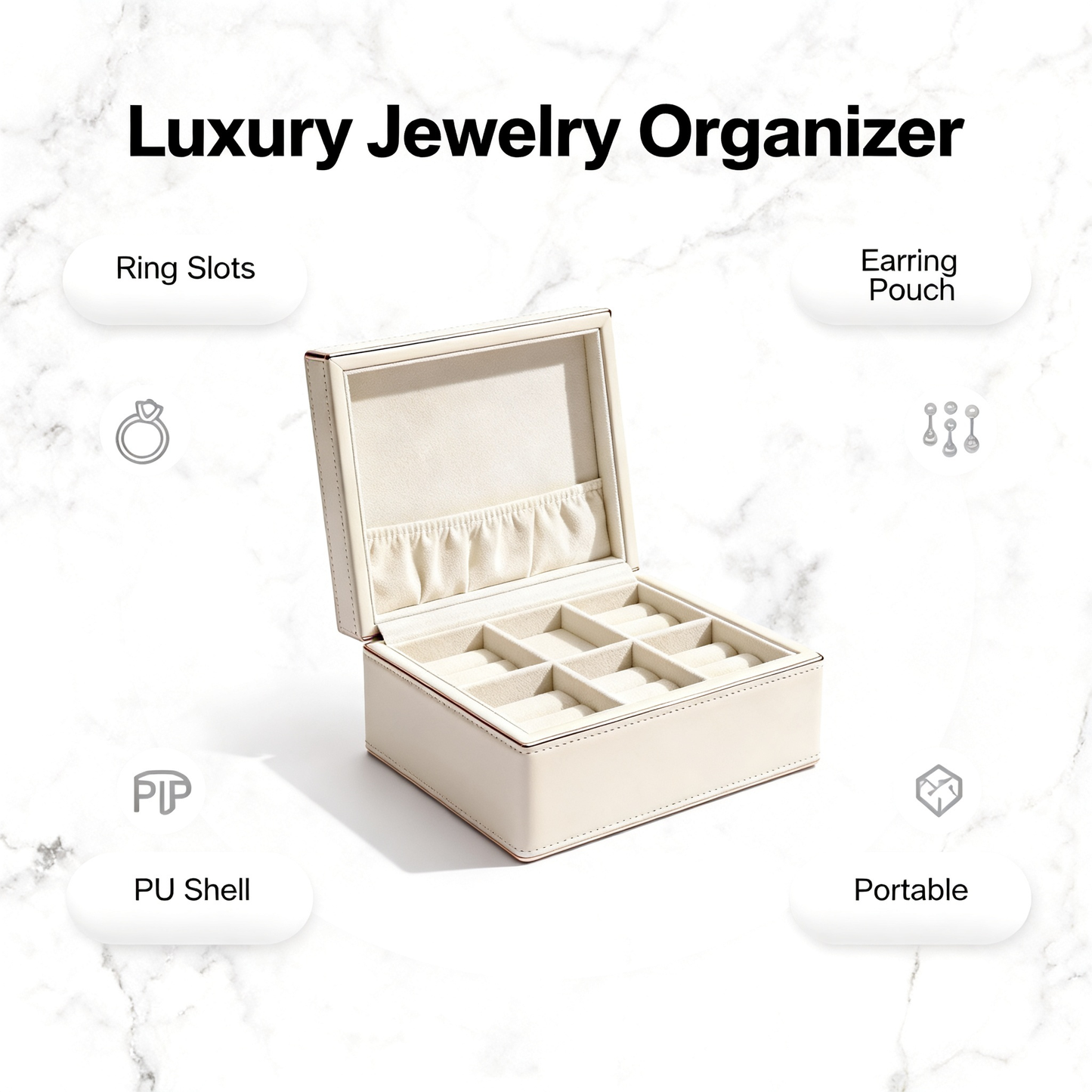 ✨ Cream Jewelry Storage Case — A Beautiful Home For Your Favorite Pieces, Designed To Protect Precious Accessories And Turn Everyday Styling Into An Elegant Personal Ritual