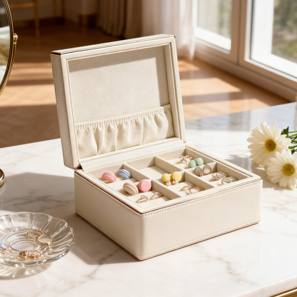 ✨ Cream Jewelry Storage Case — A Beautiful Home For Your Favorite Pieces, Designed To Protect Precious Accessories And Turn Everyday Styling Into An Elegant Personal Ritual