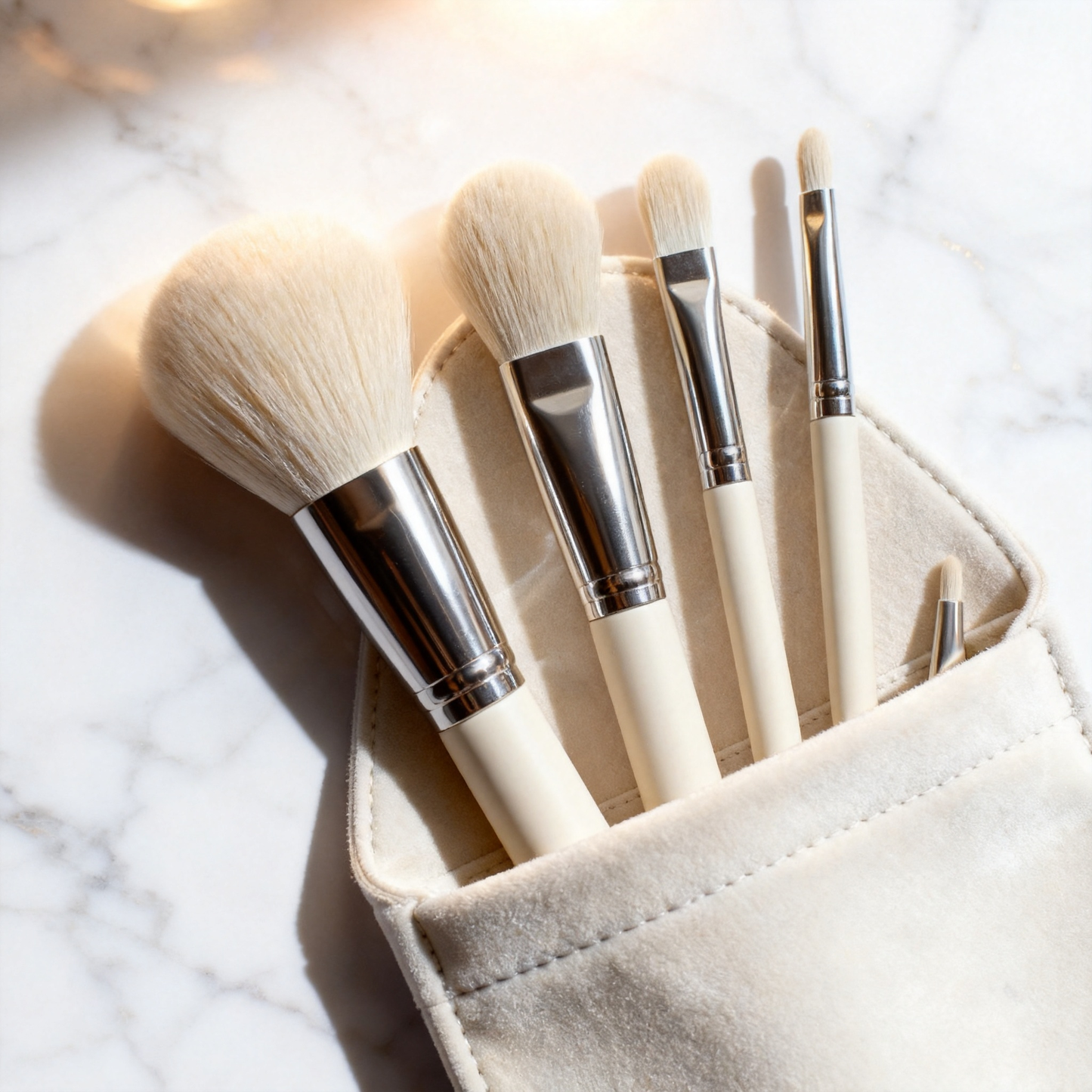 🤍 Soft Touch Makeup Brush Travel Pouch