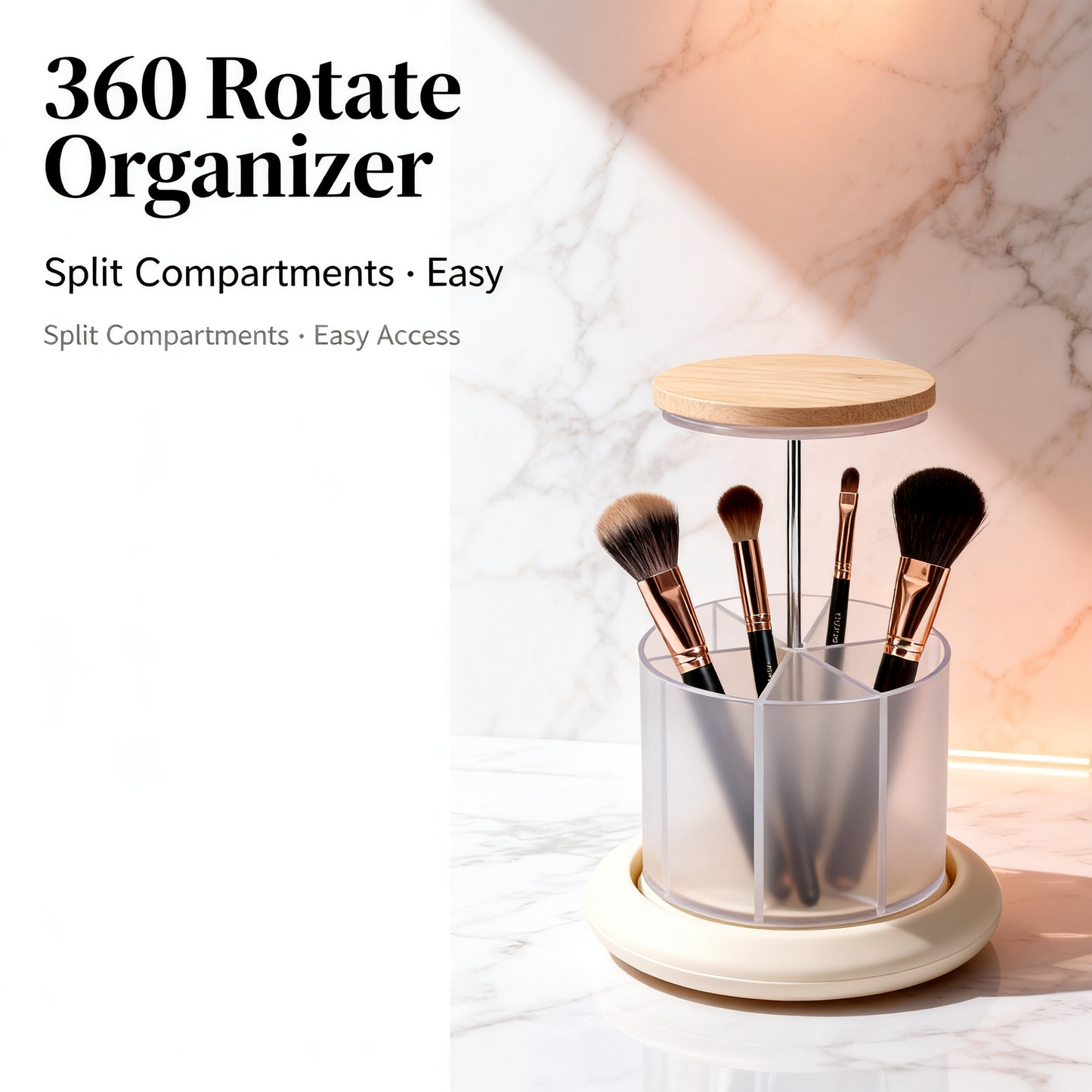 🪞 Rotating Makeup Brush Organizer