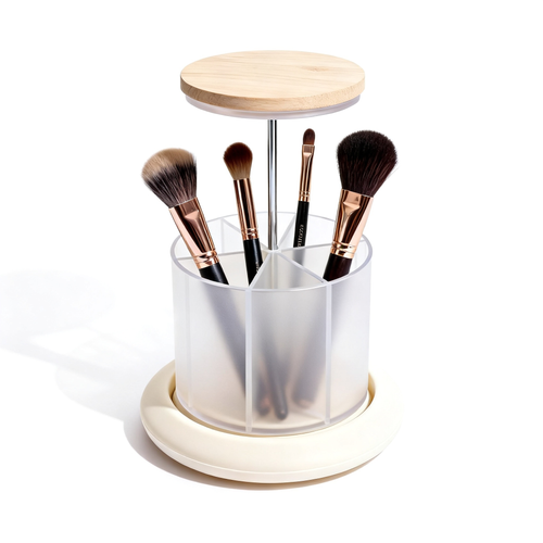 🪞 Rotating Makeup Brush Organizer