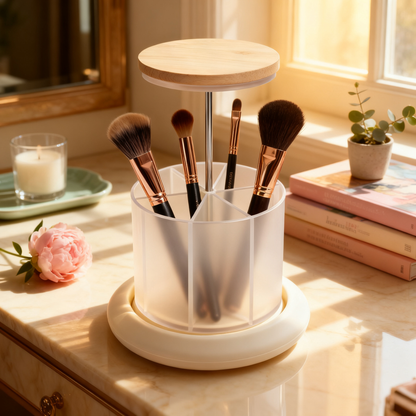 🪞 Rotating Makeup Brush Organizer